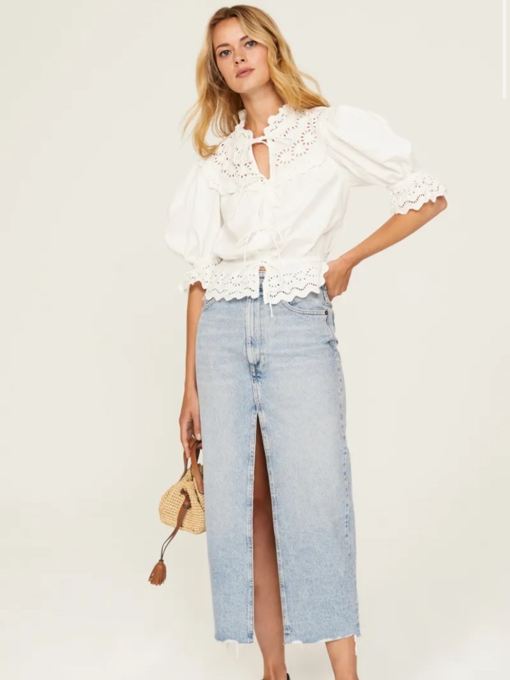 Sea New York Georgina Eyelet Front Tie Top